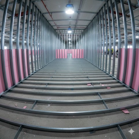 Large-scale residential development featuring BAS Frames metal stud partitioning and fire-rated drylining.